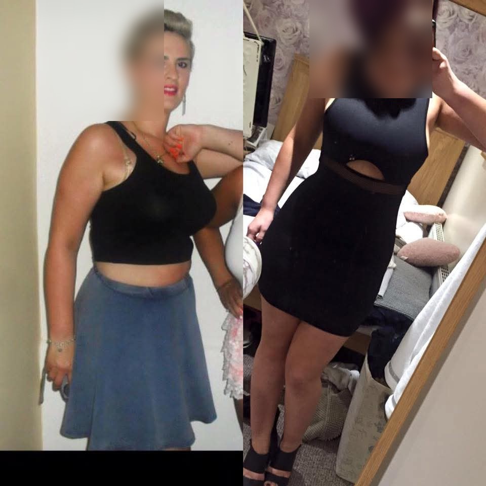 Before and after: a client's body-confidence transformation, faces blurred